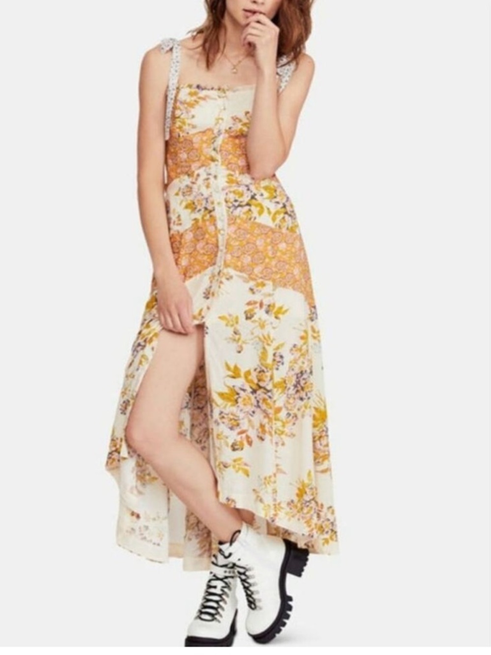 Free People Lover Boy Boho Floral Tiered Patchwork Maxi Dress - Picture 2 of 10
